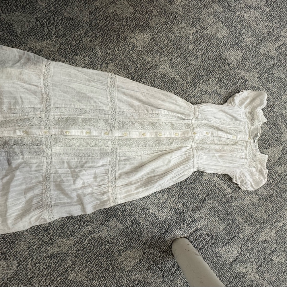 American Eagle Outfitters White Ruched Ruffled Sundress